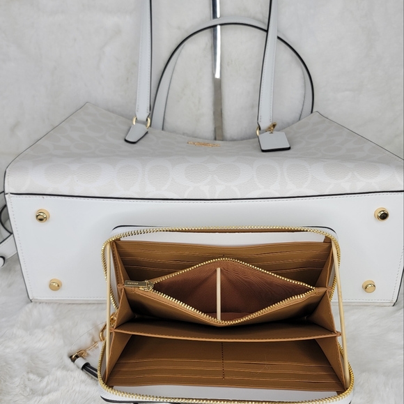 Coach SET 2 PCS Signature Shoulder Bag Purse Handbag + Wallet NWT - Picture 10 of 16